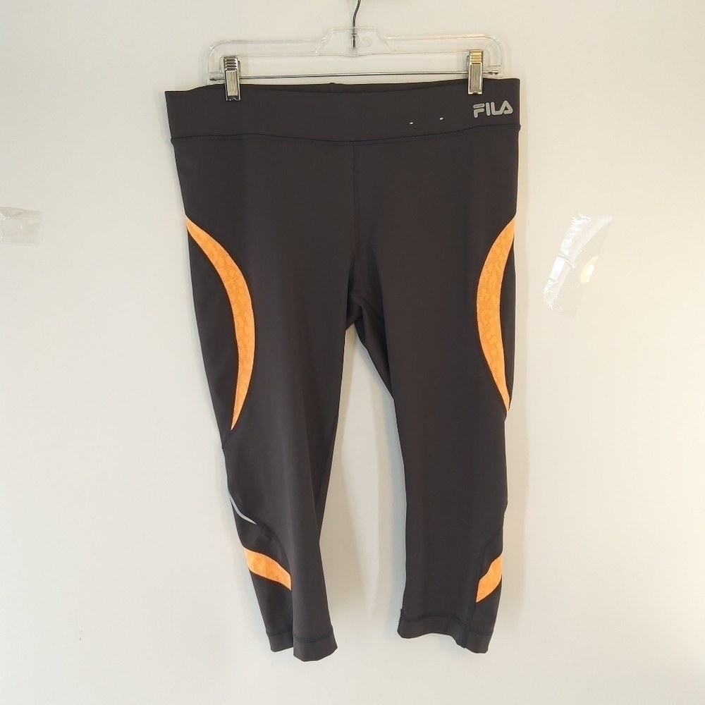 FILA LARGE GRAY AND ORANGE ACCENT PERFORMANCE JOGGING PANTS